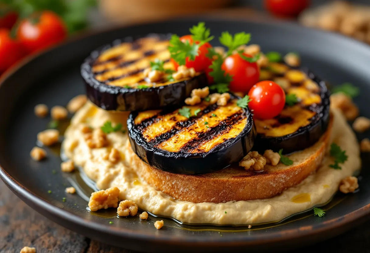 Aubergine & hummus grills — high-protein GLP-1 recipe, 13g protein per serving