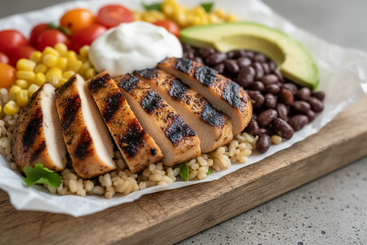 Chicken Burrito Bowl — 47g protein GLP-1 bowl recipe