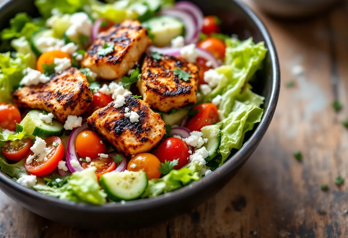 Chicken Shawarma Kebab Salad — high-protein GLP-1 recipe, 29g protein per serving