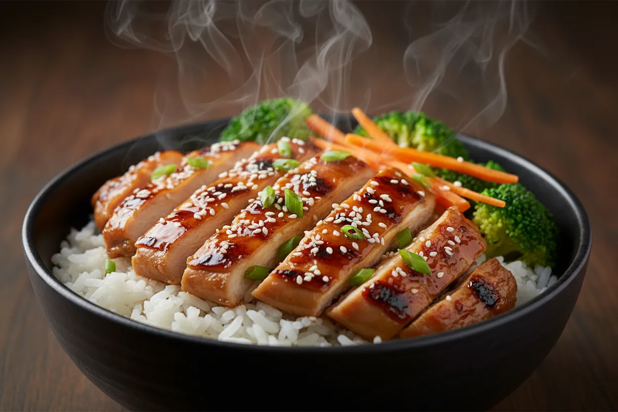 Chicken Teriyaki Rice Bowl — 47g protein GLP-1 bowl recipe