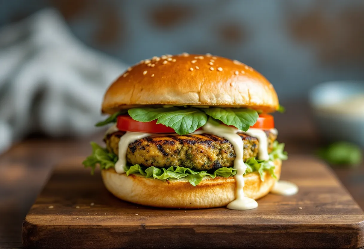 Chickpea & Pesto Burgers with Garlic Aioli (18g Protein) — high-protein GLP-1 recipe, 18g protein per serving