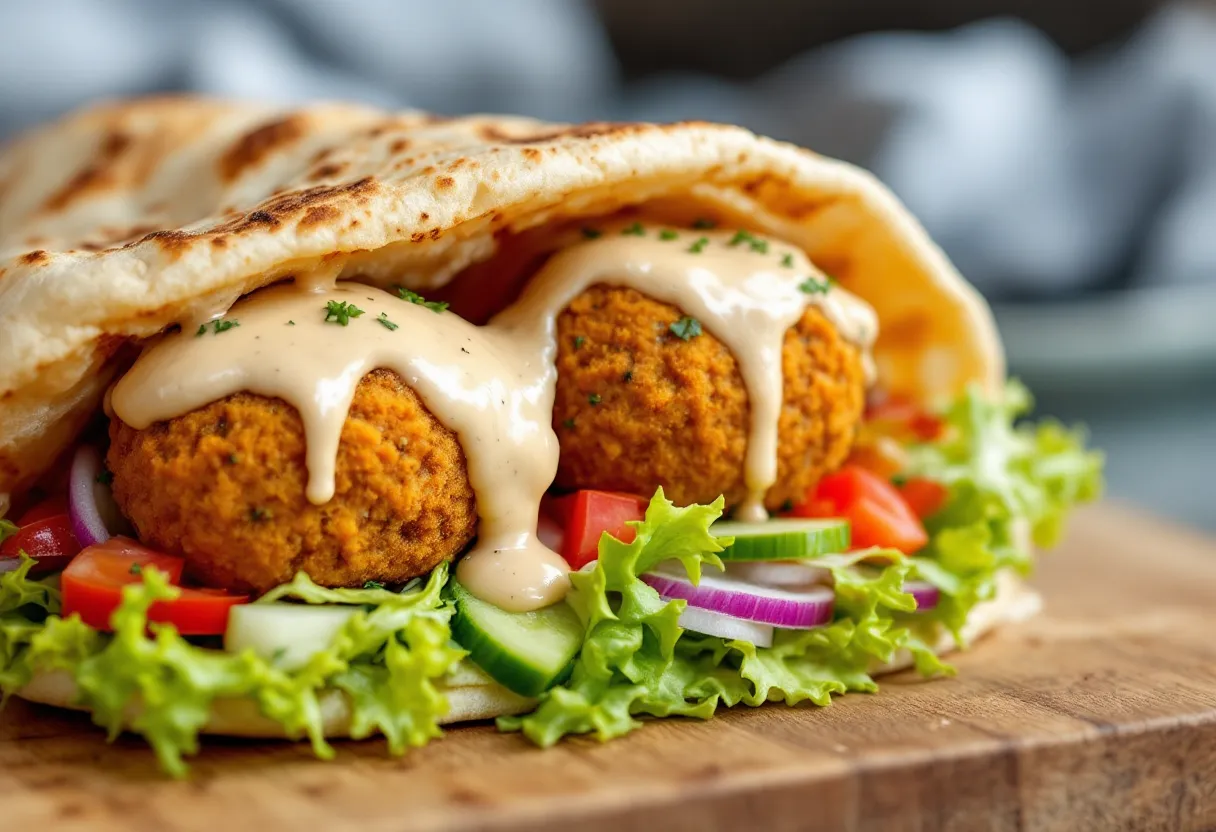 Falafel Pita Sandwich with Tahini Sauce — high-protein GLP-1 recipe, 17g protein per serving