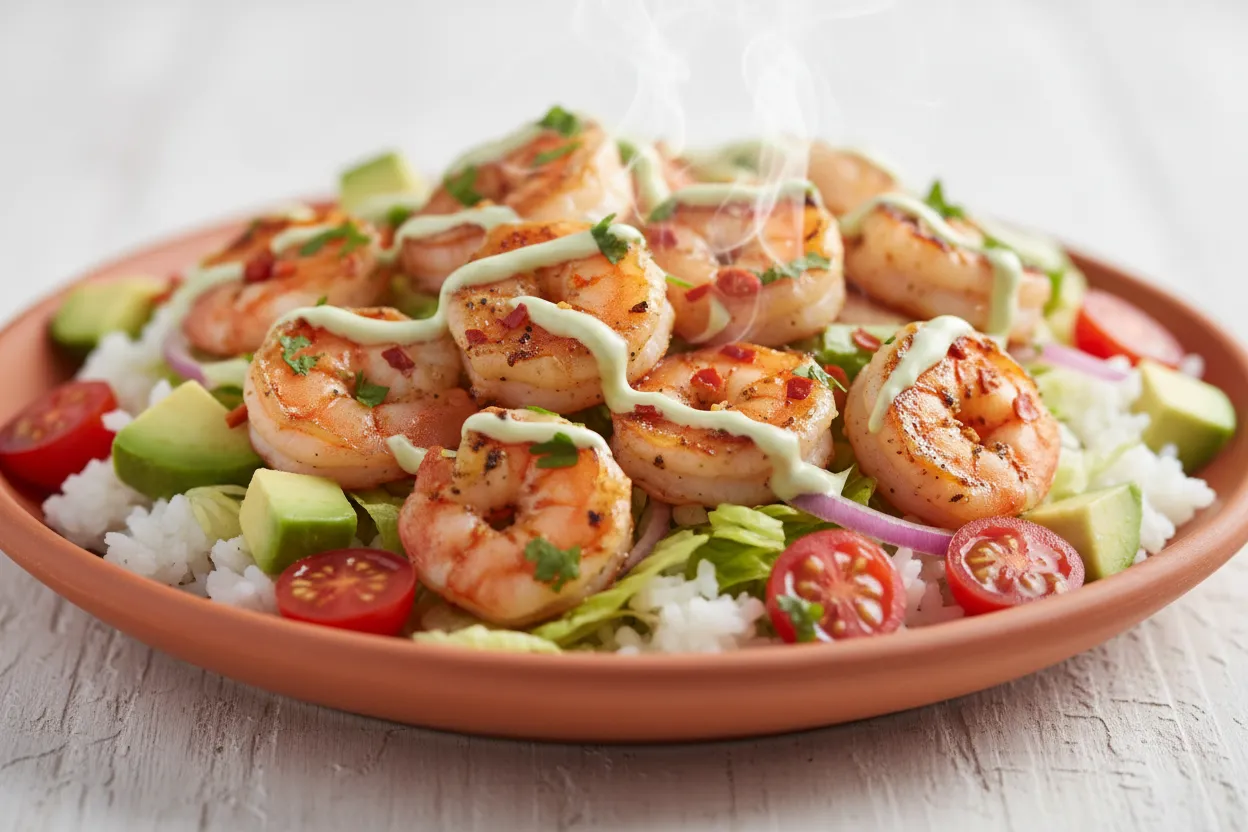 Garlic Shrimp Taco Bowl — 35g protein GLP-1 bowl recipe