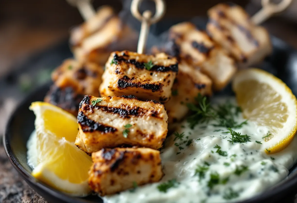 Grilled Chicken Kabobs with Cucumber Yogurt Sauce — high-protein GLP-1 recipe, 41g protein per serving