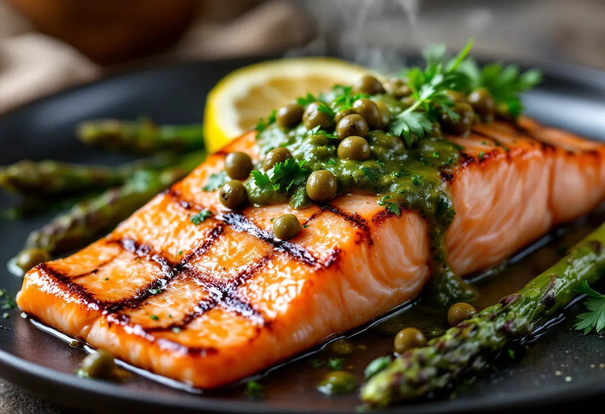 Grilled Salmon with Asparagus — high-protein GLP-1 recipe, 31g protein per serving