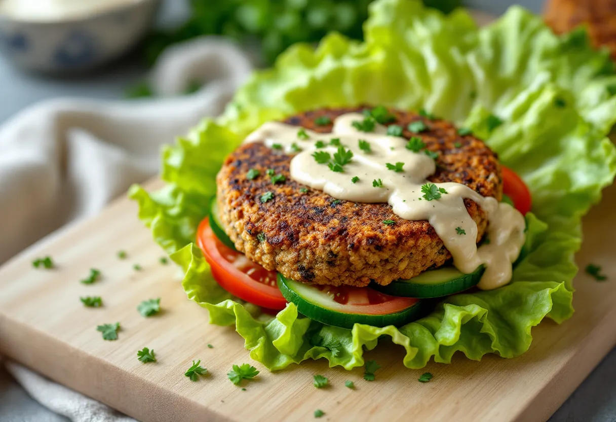 Lebanese Lentil Burgers with Tahini Sauce (17g Protein) — high-protein GLP-1 recipe, 17g protein per serving