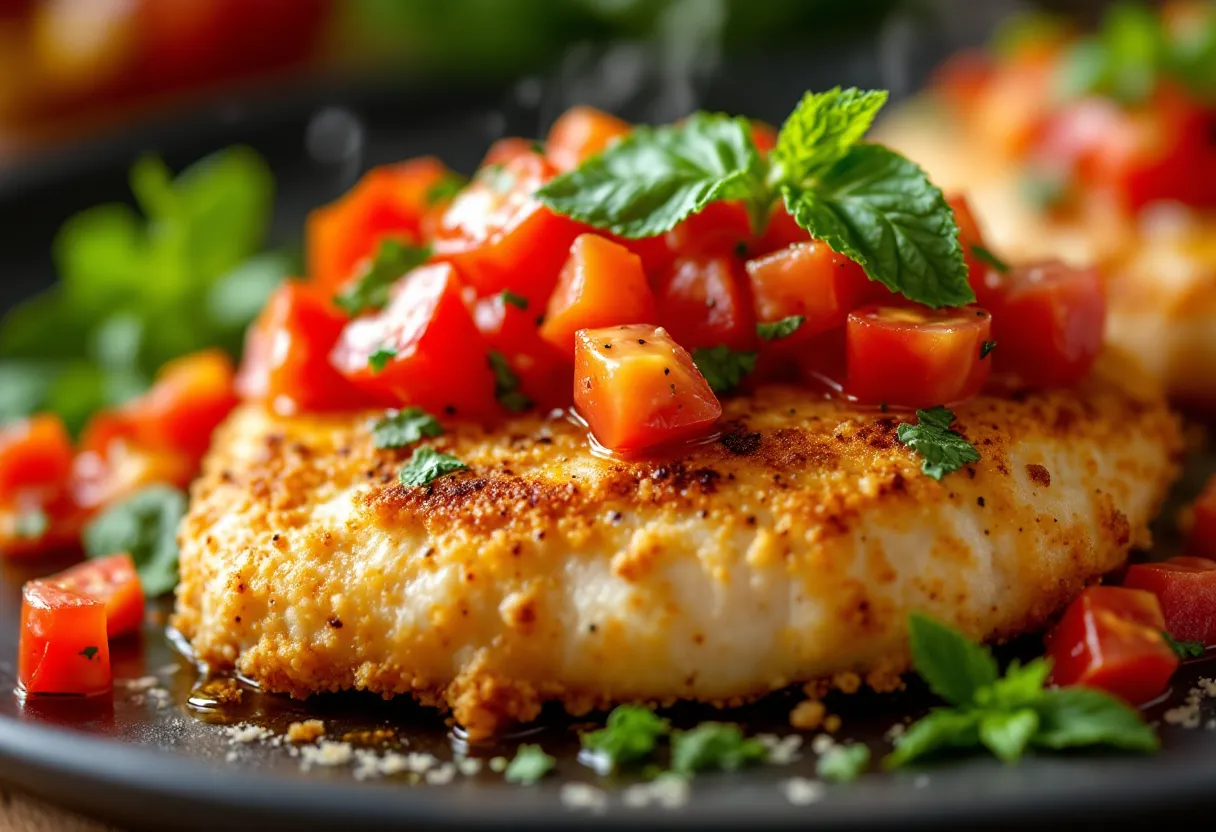 Low Sodium Bruschetta Chicken Bake — high-protein GLP-1 recipe, 27g protein per serving