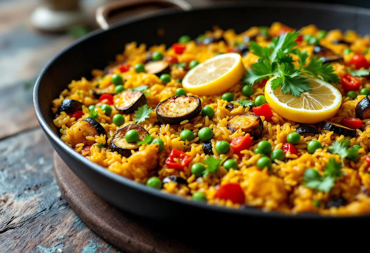 Roast fennel and aubergine paella — high-protein GLP-1 recipe, 11g protein per serving