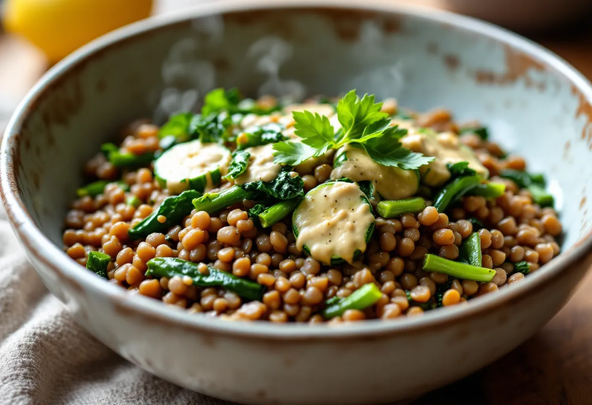 Tahini Lentils — high-protein GLP-1 recipe, 21g protein per serving