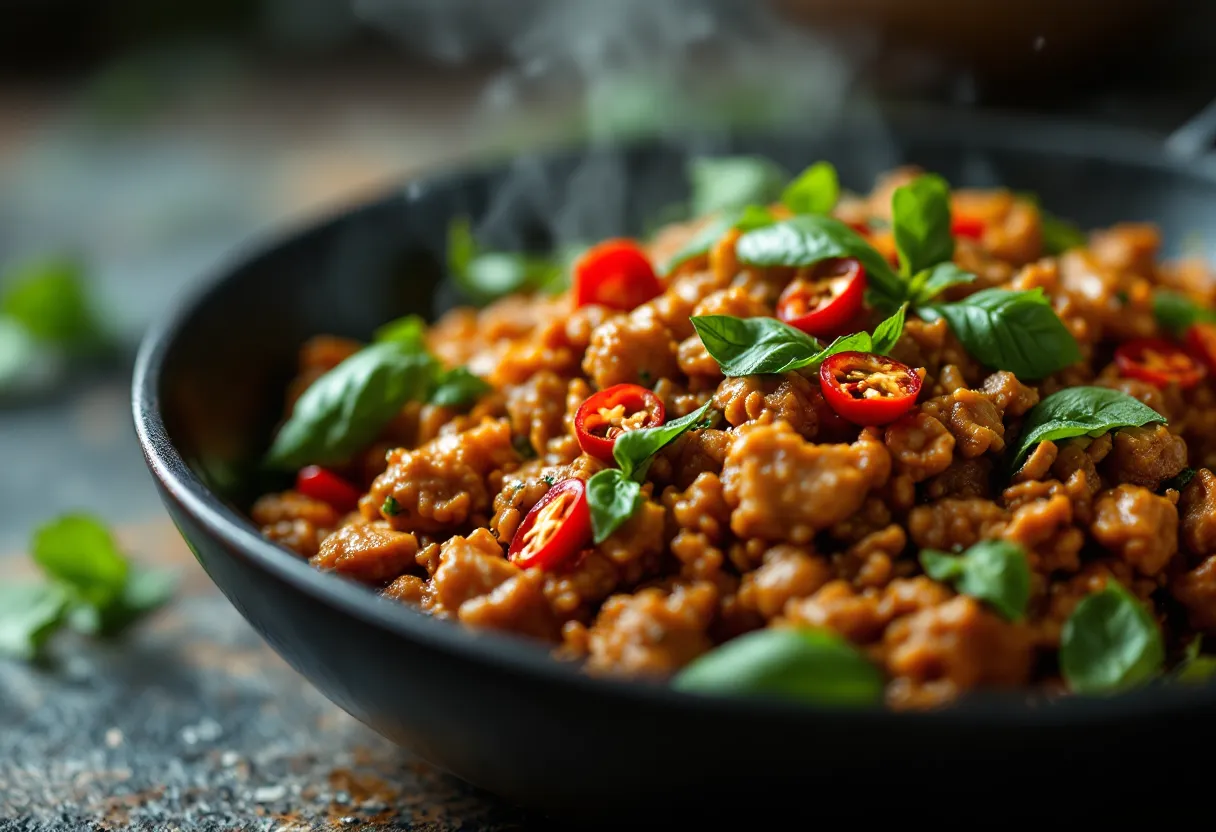 Thai Basil Chicken — high-protein GLP-1 recipe, 34g protein per serving